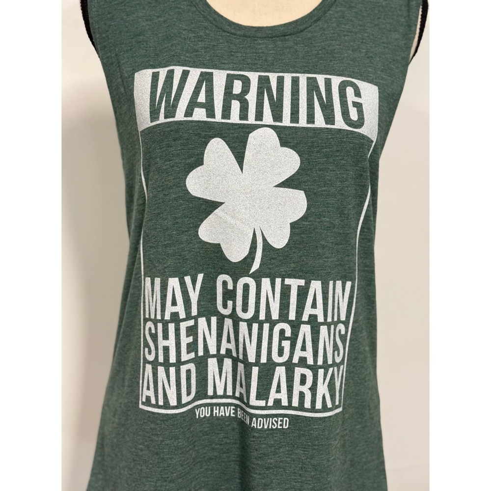 Fifth Sun Clover Advisory St Patrick's Day Muscle Tank Top Green Juniors Size M - Picture 3 of 5